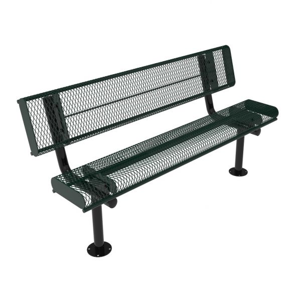 MyTCoat Expanded Metal Rolled Edge Bench with Back